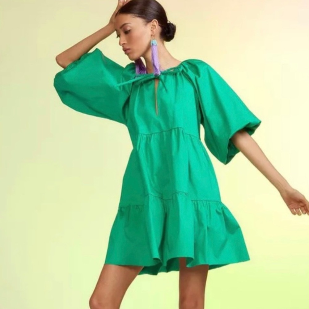 Cynthia Rowley Balloon Sleeve Tier Dress